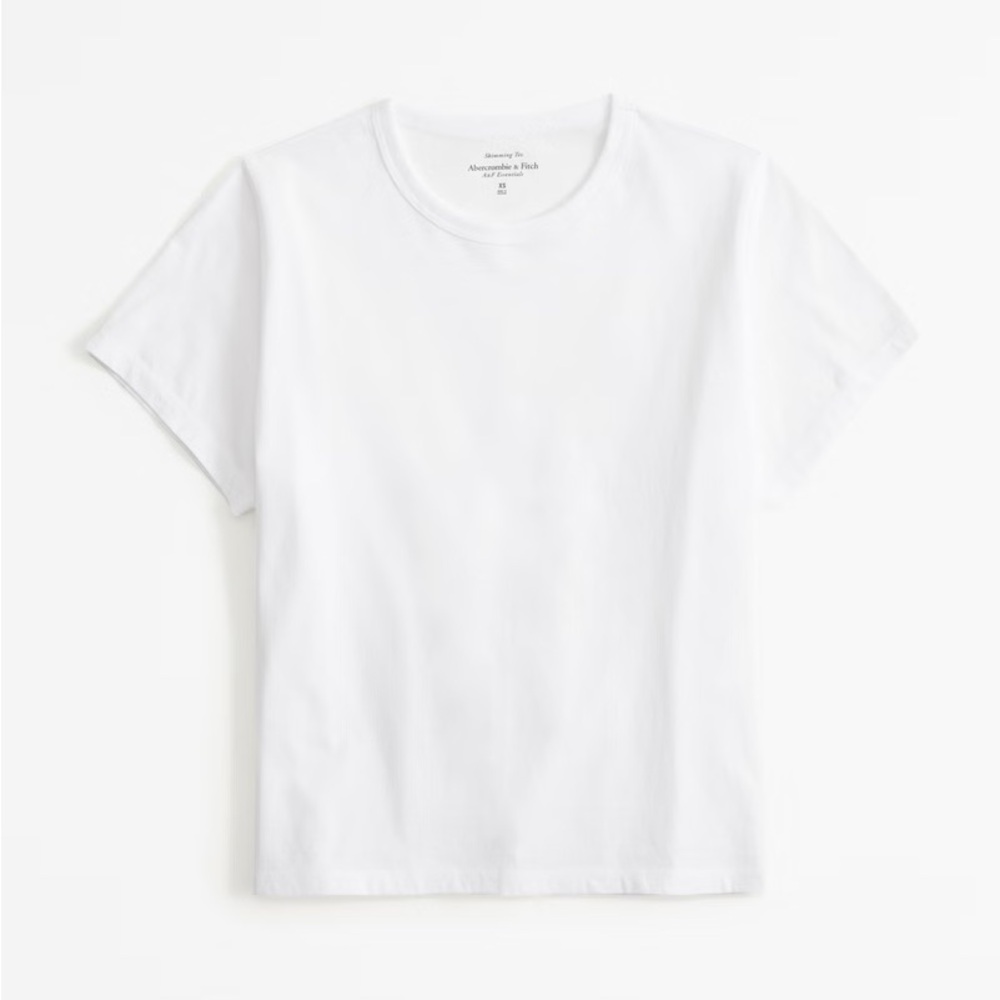 Abercrombie & Fitch Essential Polished Body-Skimming Tee in White Size Small